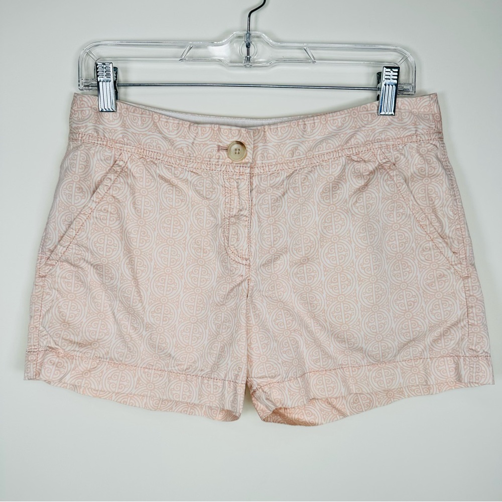 Ann Taylor LOFT Linen Blend Geometric Medallion Print Shorts Peach Size 2